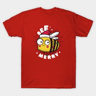 Bee Merry // Cute Christmas Bee Cartoon T-Shirt